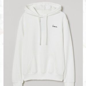 Divided Women’s Embroidered Love White Sweatshirt Hoodie Pullover Sweater Small